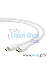 Кабель Cablexpert HDMI CC-HDMI4-W-1M, 19M/19M, v2.0, медь, позол.разъемы, экран, 1м, белый, пакет