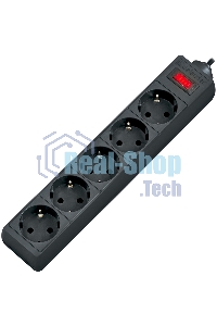 Сетевой фильтр Defender ES, 3.0 м, 5 розеток, черный