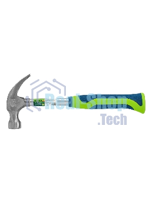 Молоток-гвоздодер Сибртех, металлическая трубчатая обрезиненная рукоятка, вес 450гр., боек 27мм