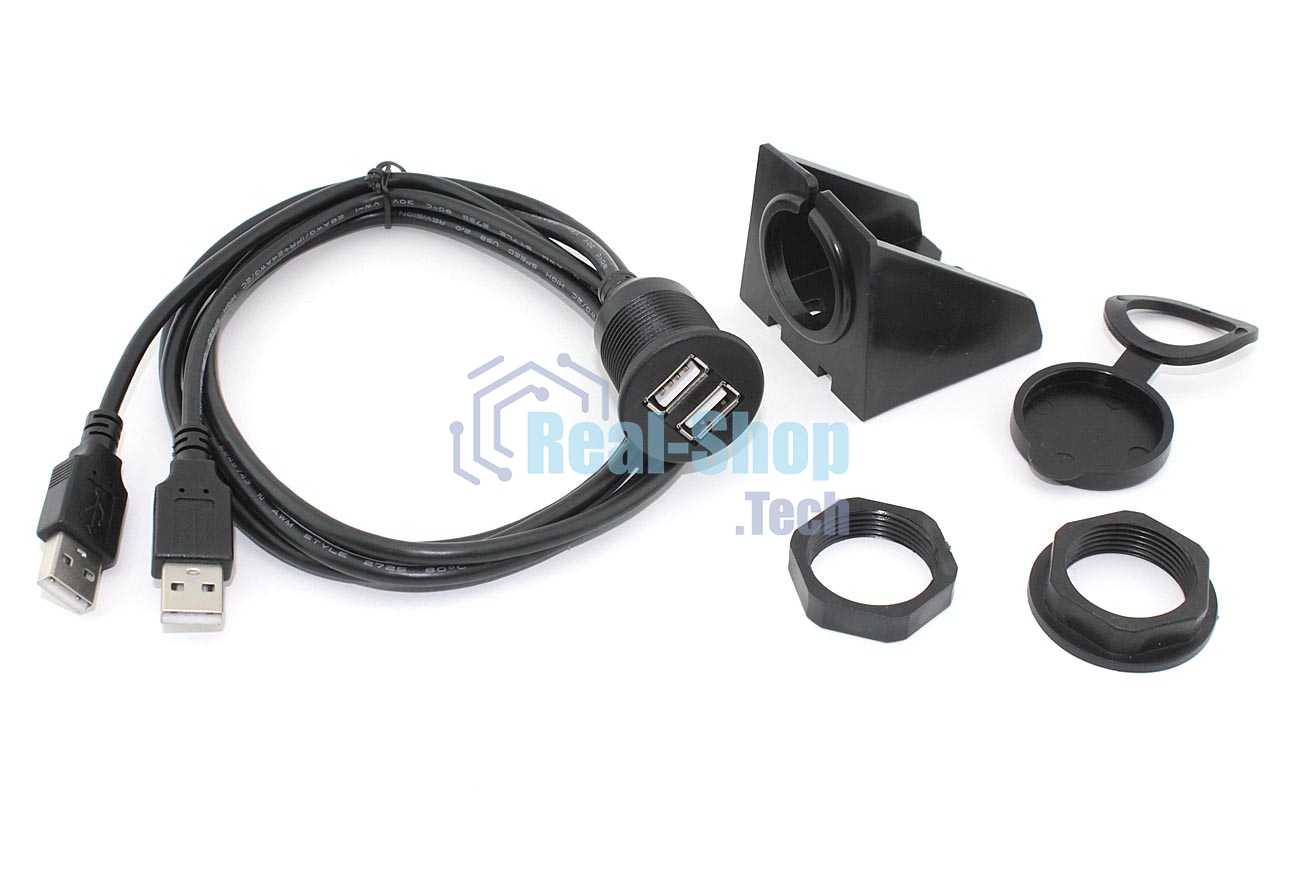 Кабель USB 2.0 двойной для монтажа на корпус 1 м влагозащищенный