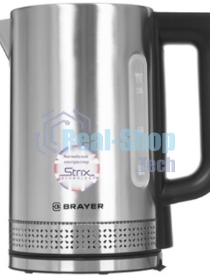 Чайник электрический BRAYER BR1060 2200 Вт, 1.7 л, стальной/черный