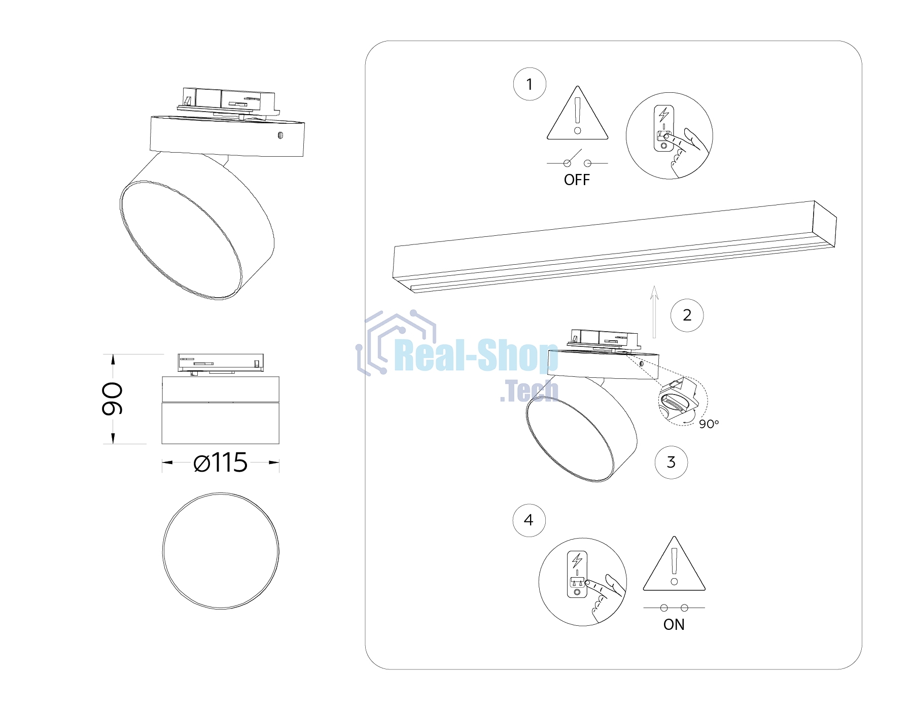 Трековый однофазный светодиодный светильник Ambrella light GL6872 WH белый LED 16W 3000K D115*90