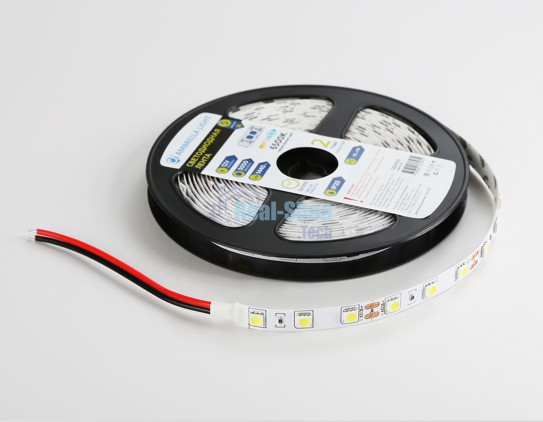 Светодиодная лента Ambrella light GS2003 5050 60Led/ 14.4W m/ 12V IP20 6500K/ 5000*10*1.87mm (2 конт.)