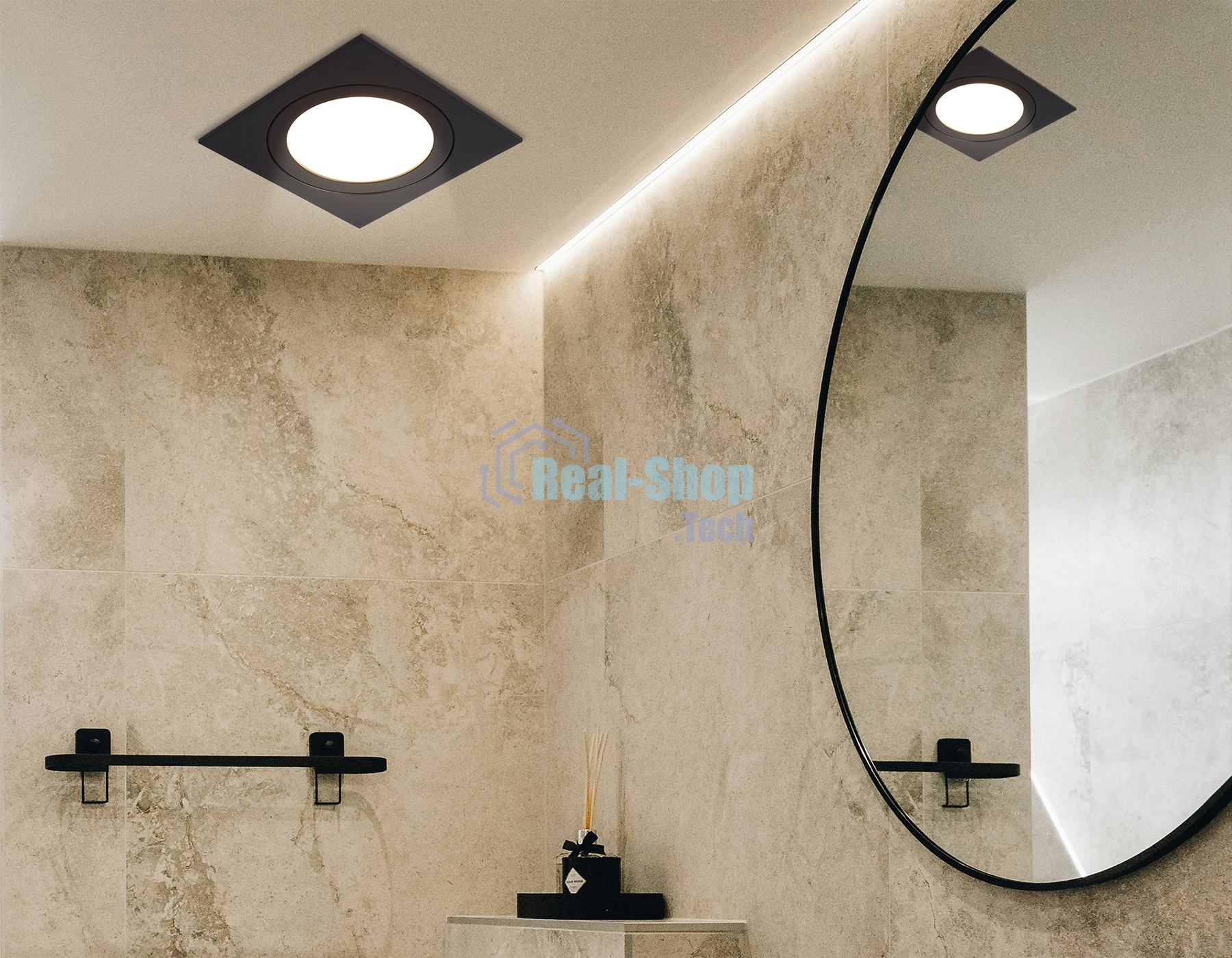 Светильник Ambrella light TN6609 BK черный IP44 GX53 max 15W 110*110*23