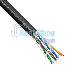 Кабель ExeGate UTP4-C5e-CCA-S24-SW-OUT-PE-BK-305 UTP 4 пары кат.5e CCA, 0.5мм (24AWG), внешн., с тросом, 305м, черн., PE