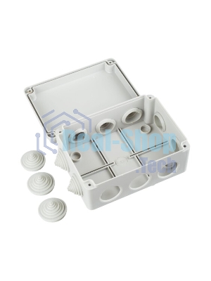 Коробка КМ41241 распаячная IEK UKO10-150-110-070-K41-44 для о/п 150х110х70 мм IP44 (RAL7035, 10 гермовводов)