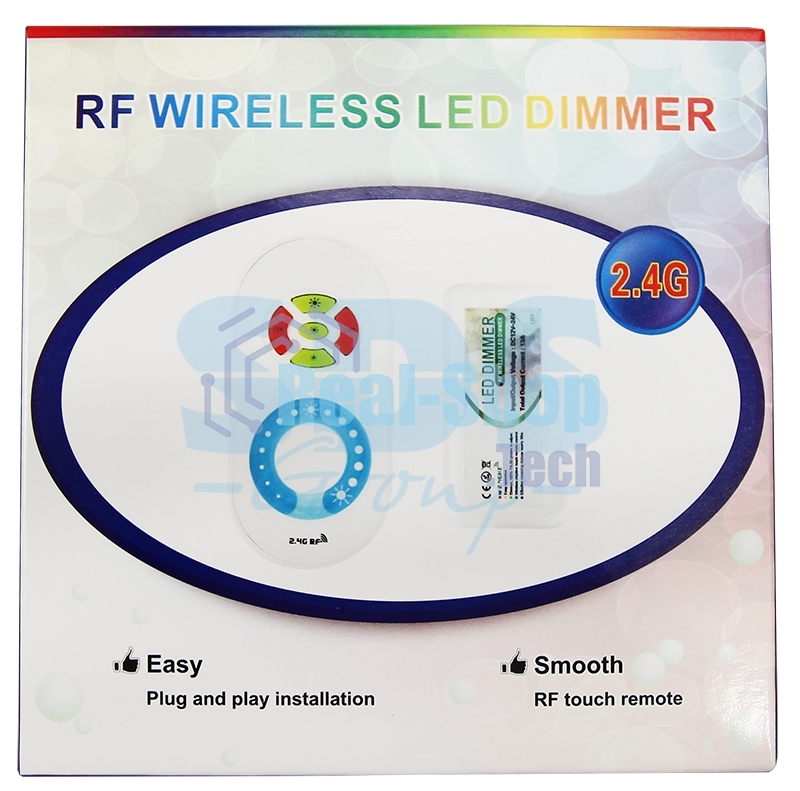 Диммер LED 12-24 V, 2.4G одноканальный беспроводной с пультом Д/У