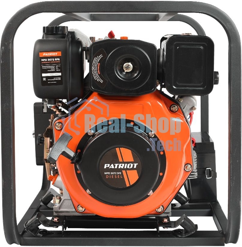 Мотопомпа PATRIOT MPD 3072 SFE4т дизель 296см3 5.7лс 75м3/ч 1200л/м глуб.8м напор25м 3'' бак3.5л