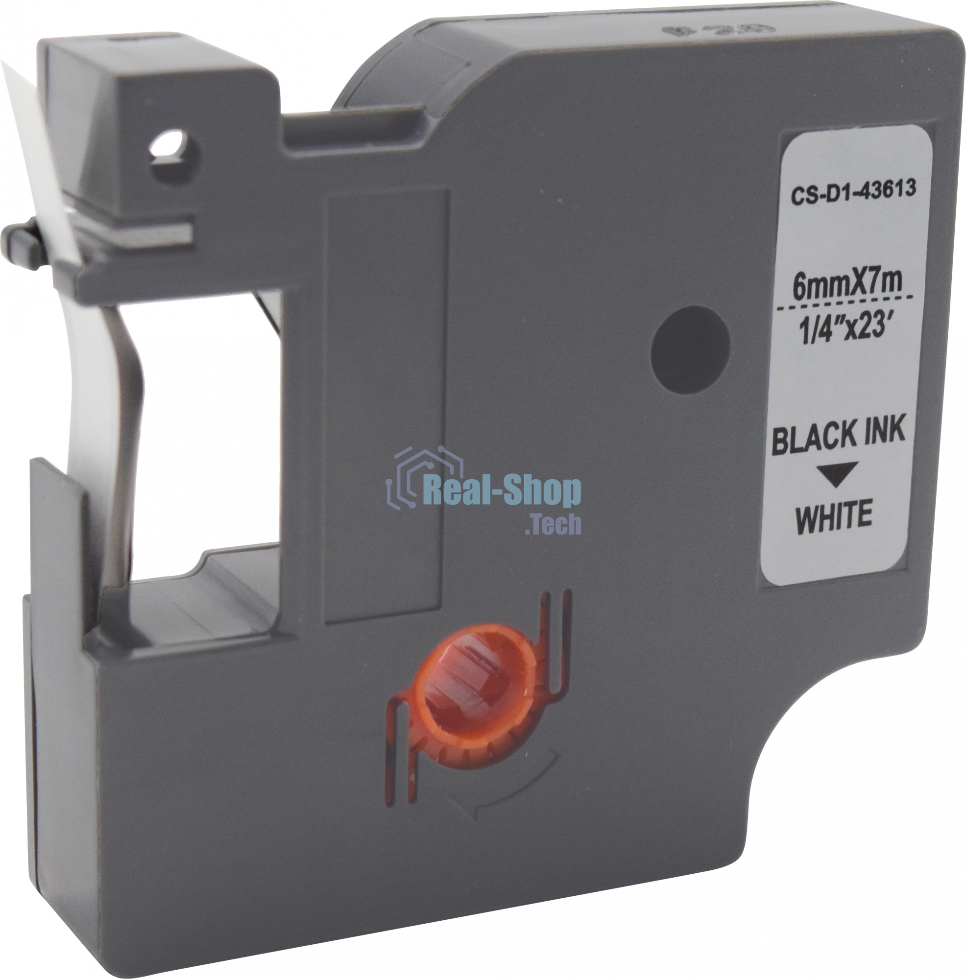 Картридж ленточный Cactus CS-D1-43613 6мм, черный шрифт, белый фон, 7м для DYMO LM 160, 210D, 280, PnP, 420P, 500 TS; Rhino Pro 6000, 5200, 4200