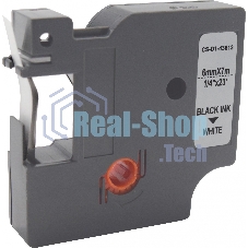 Картридж ленточный Cactus CS-D1-43613 6мм, черный шрифт, белый фон, 7м для DYMO LM 160, 210D, 280, PnP, 420P, 500 TS; Rhino Pro 6000, 5200, 4200