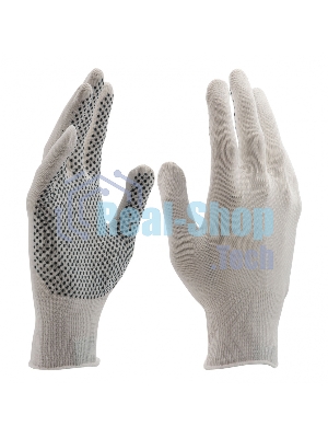 Перчатки из синтетической нити, ПВХ точка, 13 класс, белые, L Россия