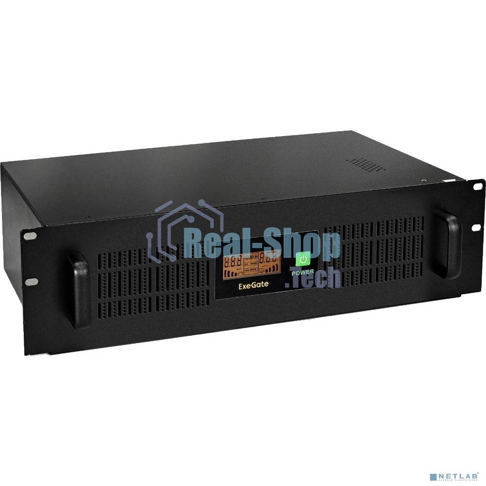 Источник бесперебойного питания ExeGate ServerRM UNL-800.LCD.AVR.2SH.3C13.USB.2U 800VA/480W, Color LCD, AVR, 2*Schuko+3*C13, USB, 2U, установка в стойку, черный