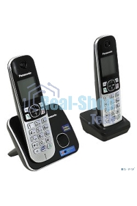 Телефон беспроводной (DECT) Panasonic KX-TG6812RU черный (труб. в компл.:2шт) АОН