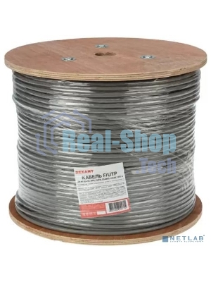 Кабель витая пара Rexant F/UTP, категория 6, ZH нг(А)-HF, 4PR, 23AWG, внутренний, серый, 305м
