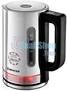 Чайник электрический BRAYER BR1060 2200 Вт, 1.7 л, стальной/черный