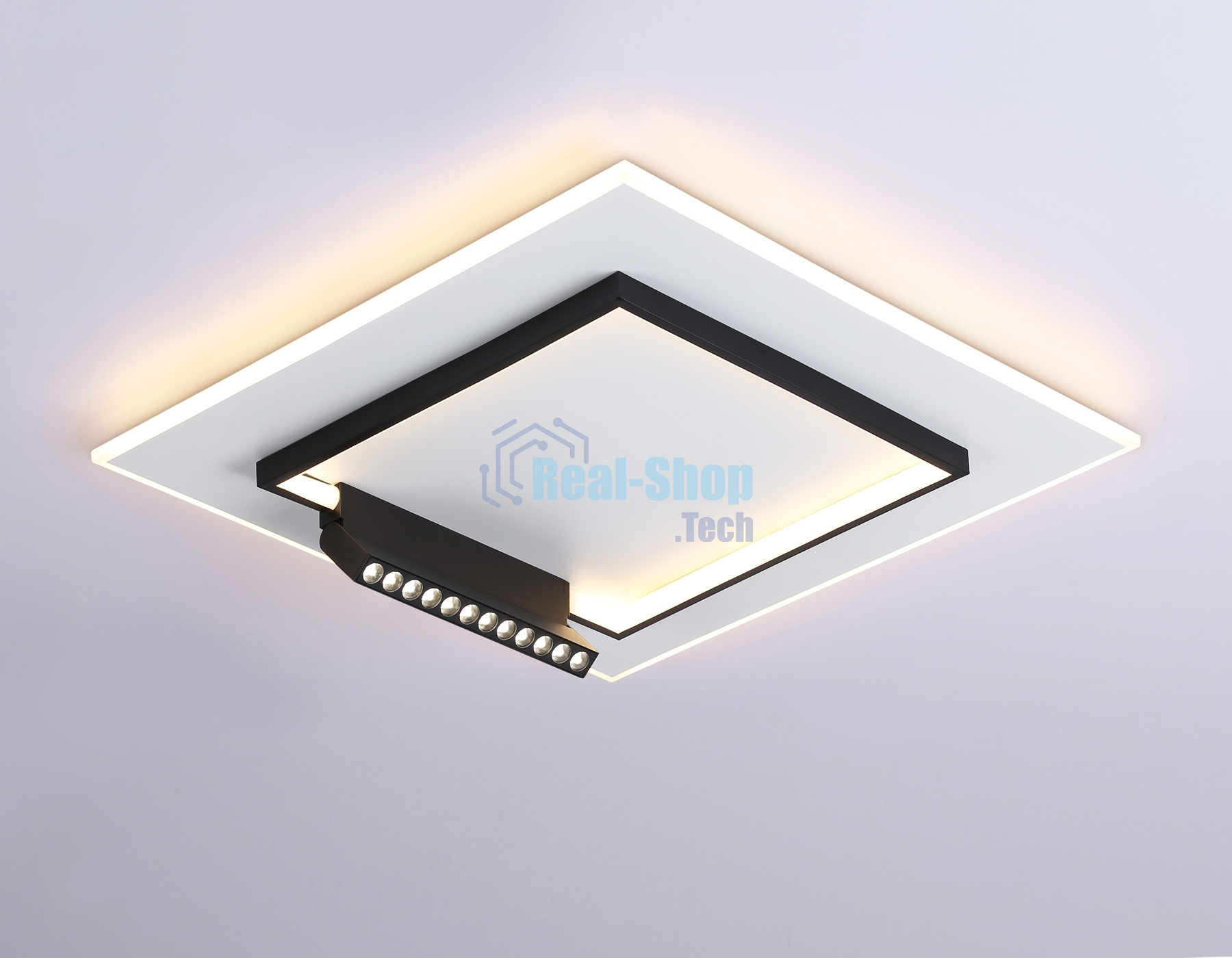 Светильник Ambrella light FL51455/1+1 WH/BK белый/черный 72W 3000K-6400K+4200K 500*500*80 (ПДУ РАДИО 2.4G)