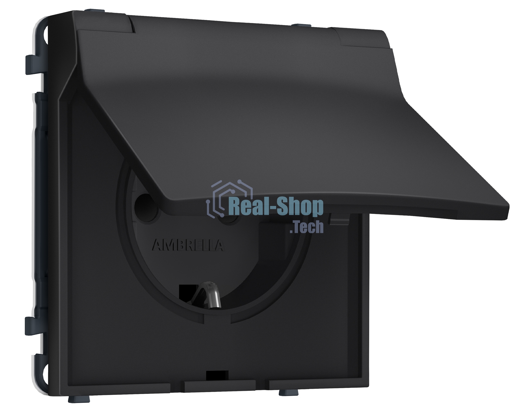 Комплект механизма электрической розетки SIGMA Черный матовый 50Hz 2P+E с/з с/ш и крышкой IP44 16A-250V QUANT PRO (SP8080, PR141)