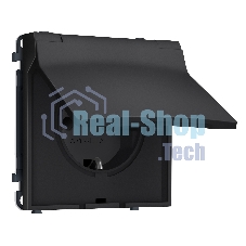 Комплект механизма электрической розетки SIGMA Черный матовый 50Hz 2P+E с/з с/ш и крышкой IP44 16A-250V QUANT PRO (SP8080, PR141)