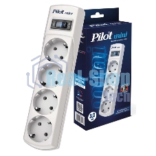 Сетевой фильтр Pilot mini 3 м (4 розетки) белый (коробка)