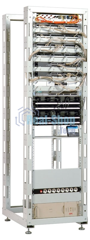 Стойка двухрамная ЦМО СТК-24.2 24U 620 мм X 800 мм направл. закл. гайки 250 кг серый