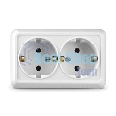 Розетка 2-м ОП Олимп 16А с заземл. белый UNIVersal О0128