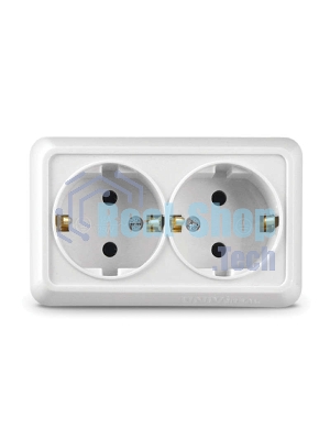 Розетка 2-м ОП Олимп 16А с заземл. белый UNIVersal О0128