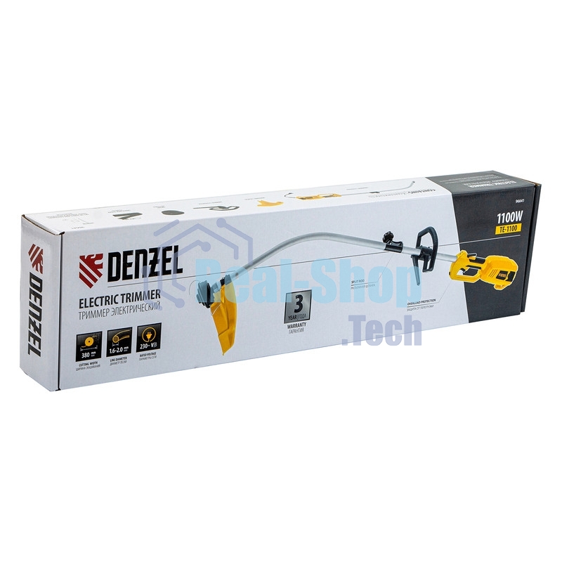 Триммер электрический Denzel TE-1100, 1100 Вт, 380 мм, катушка, разборная штанга