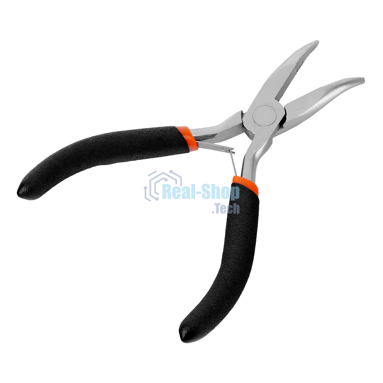 Длинногубцы Sparta Mini, 130 мм, никелированные, изогнутые, авторазжим