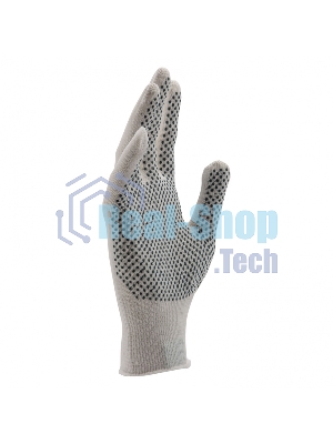 Перчатки из синтетической нити, ПВХ точка, 13 класс, белые, L Россия