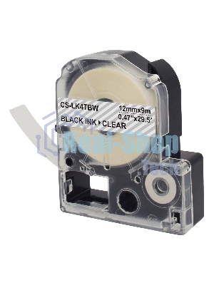Картридж ленточный Cactus CS-LK4TbW черный шрифт, прозрачный фон (12 мм, 9 м) для Epson LW300/LW400/LW700/LW600P/LW1000P/K400/Z700/Z900