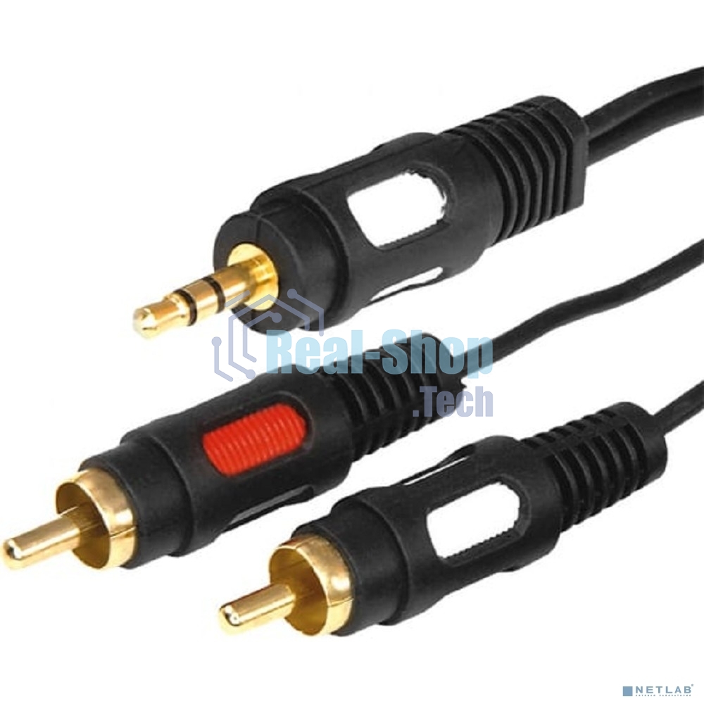 Шнур Стерео 3,5 м м - 2 RCA Rexant длина 3 мeтра (GOLD)
