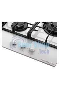 Варочная поверхность Kuppersberg FG 46 W газ, High-Tech, 45 см, автоматический электроподжиг, газ-контроль, форсунки под сжиженый газ, SABAF конфорки, чугунные решетки, цвет белый, цвет фурнитуры белый