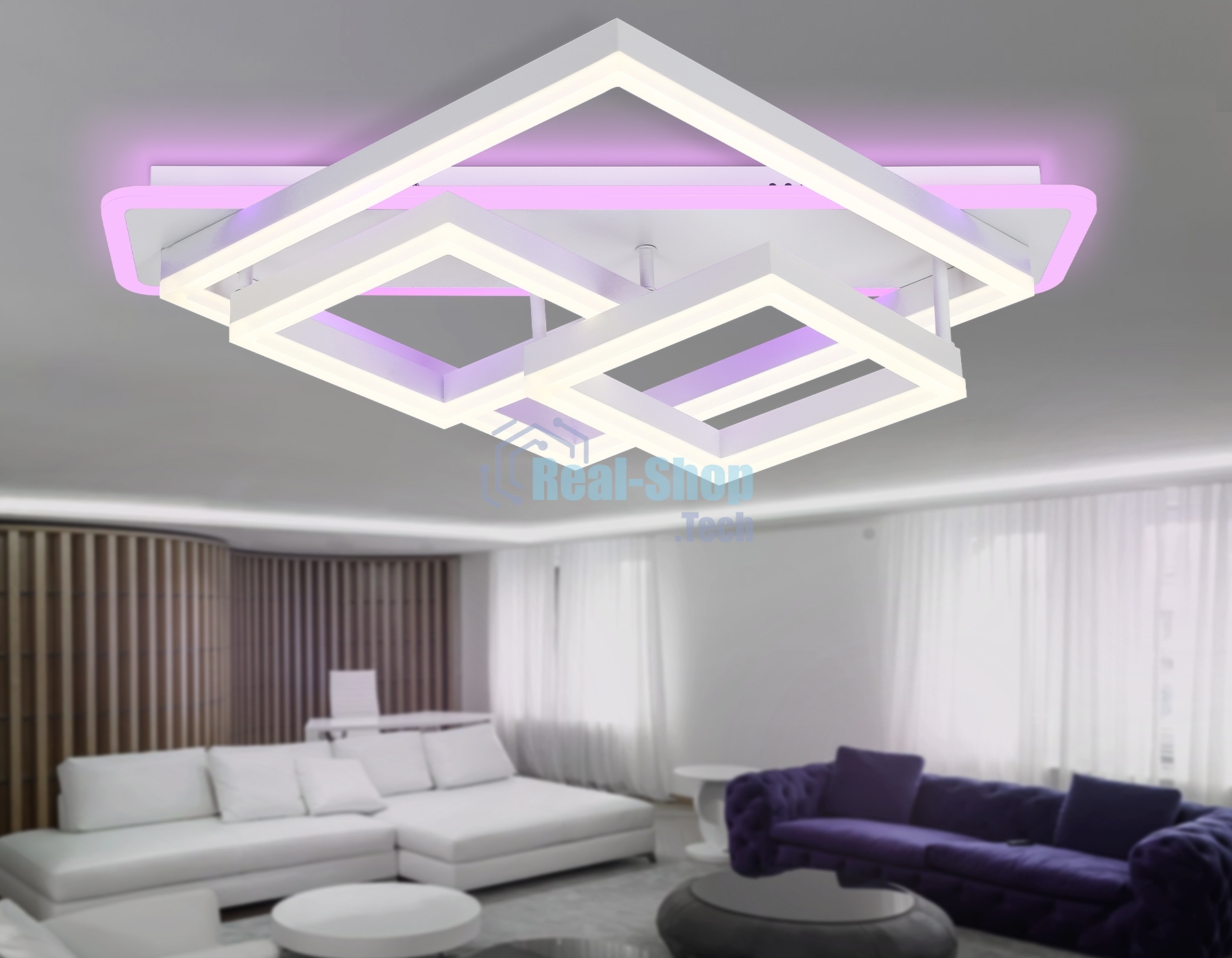 Светильник Ambrella light FA8531 WH белый 132W 3000K-6400K+RGB 630*570*160 (ПДУ РАДИО 2.4G)