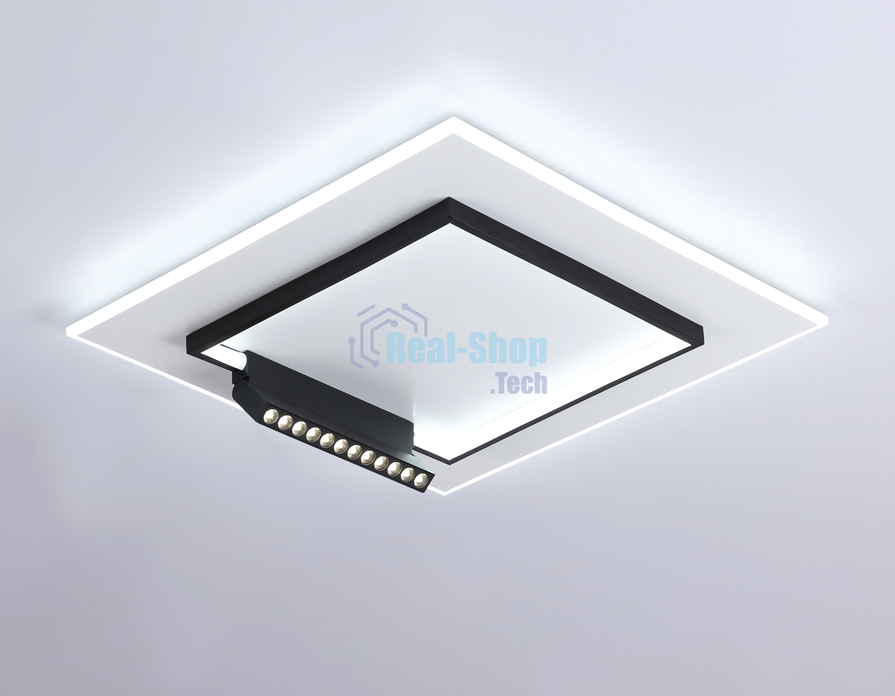 Светильник Ambrella light FL51455/1+1 WH/BK белый/черный 72W 3000K-6400K+4200K 500*500*80 (ПДУ РАДИО 2.4G)