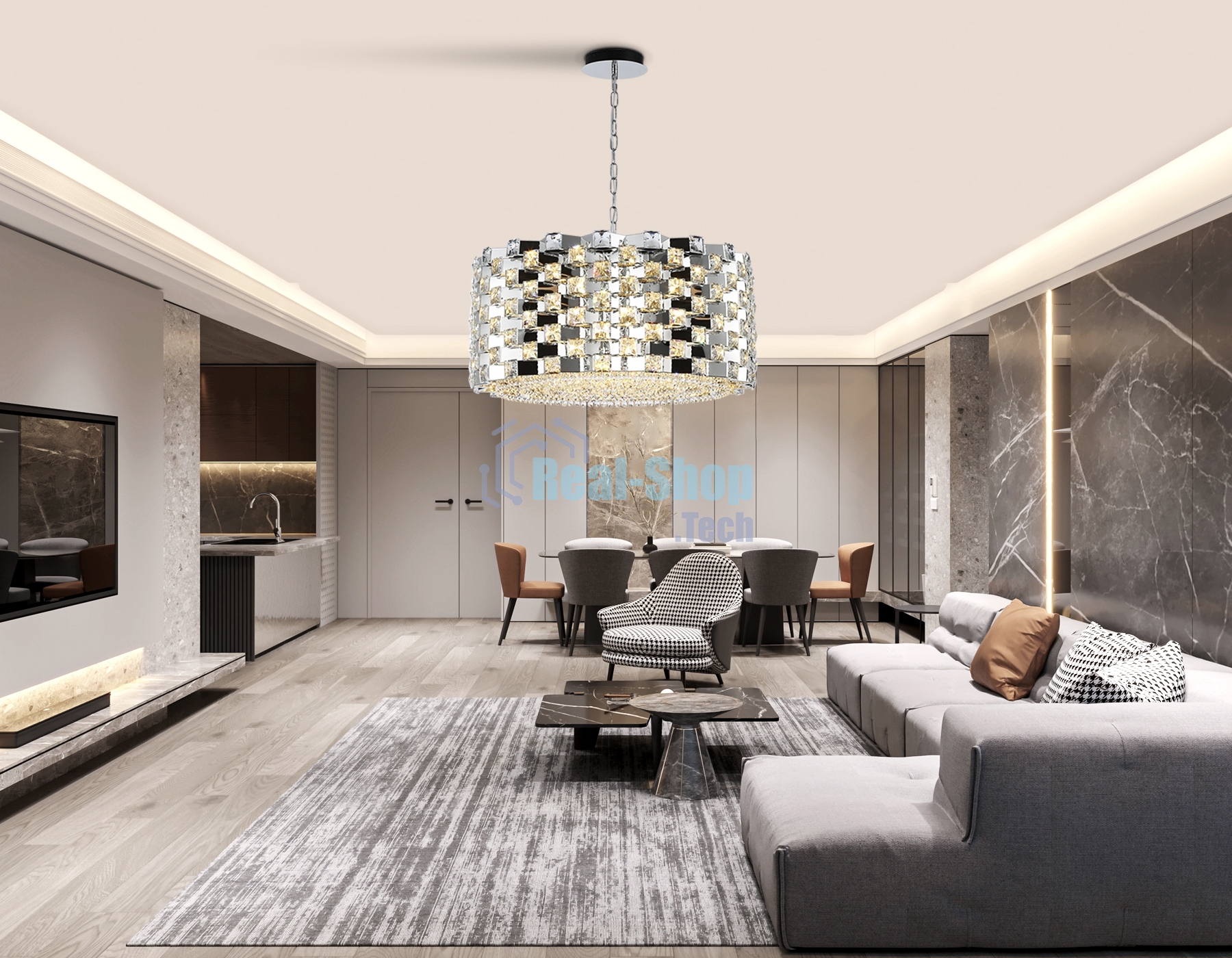 Люстра Ambrella light LH41006/18 CH/CL хром/прозрачный E14*18 max 40W D700*320