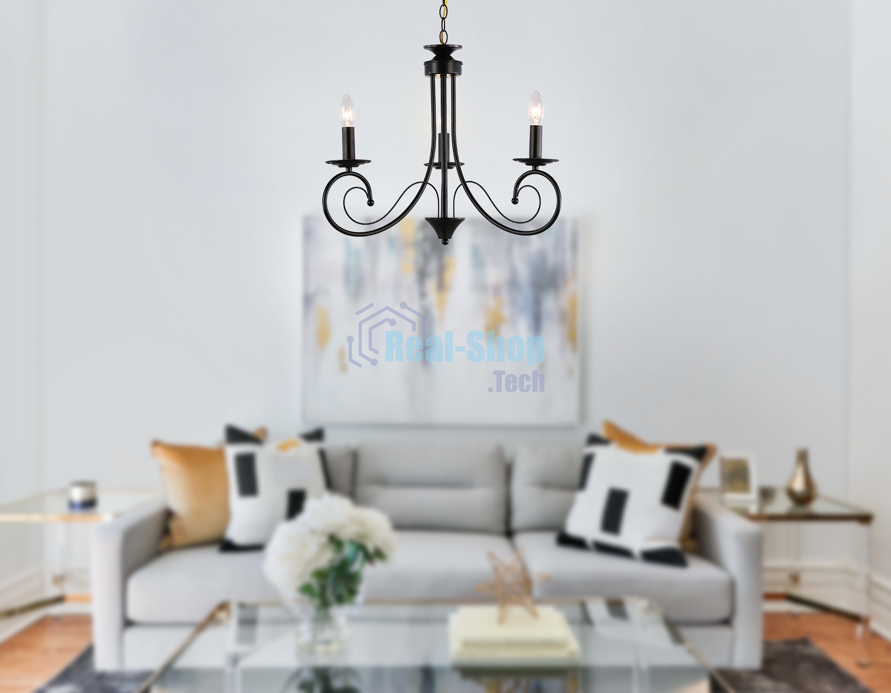 Светильник Ambrella light TR9606/3 BK черный E14/3 max 40W D560*650