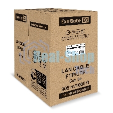 Кабель ExeGate UTP4-C5e-CCA-S25-OUT-PE-BK-305 UTP 4 пары кат.5e CCA, 0.45мм (25AWG), внешн., без троса, 305м, черн., PE