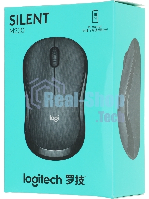 Мышь беспроводная Logitech M220 SILENT черный/серый, 1000 dpi, радиоканал, USB, кнопки - 3