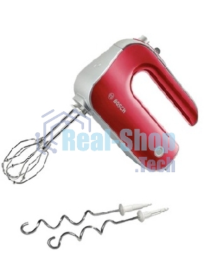 миксер Bosch MFQ 40303 красный Мощность 500Вт. 5 скоростей. Турборежим. 2 насадки. Венчик для взбивания. Крюки для замешивания теста.