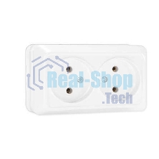 Розетка 2-м ОП Олимп 16А IP20 белый Universal О0102