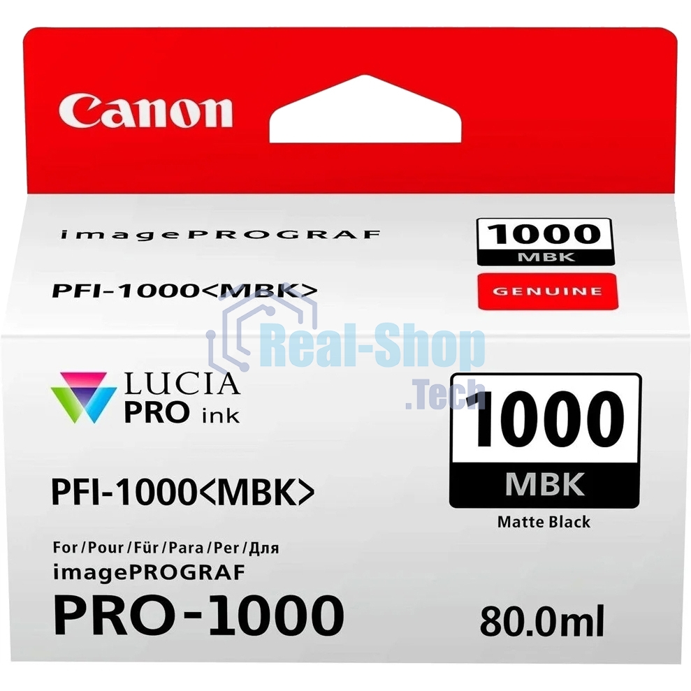 Картридж струйный Canon PFI-1000 MBK для IJ SFP PRO-1000 WFG. Матовый черный. 80 мл.