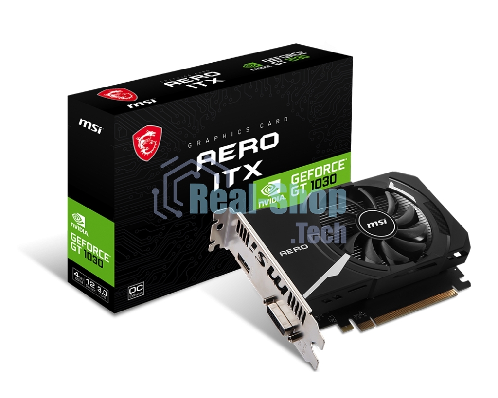 Видеокарта MSI GT 1030 AERO ITX 4GD4 OC Nvidia GT 1030 4Gb, DDR4, PCI-E 3.0, HDMIx1 DVIx1 HDCP