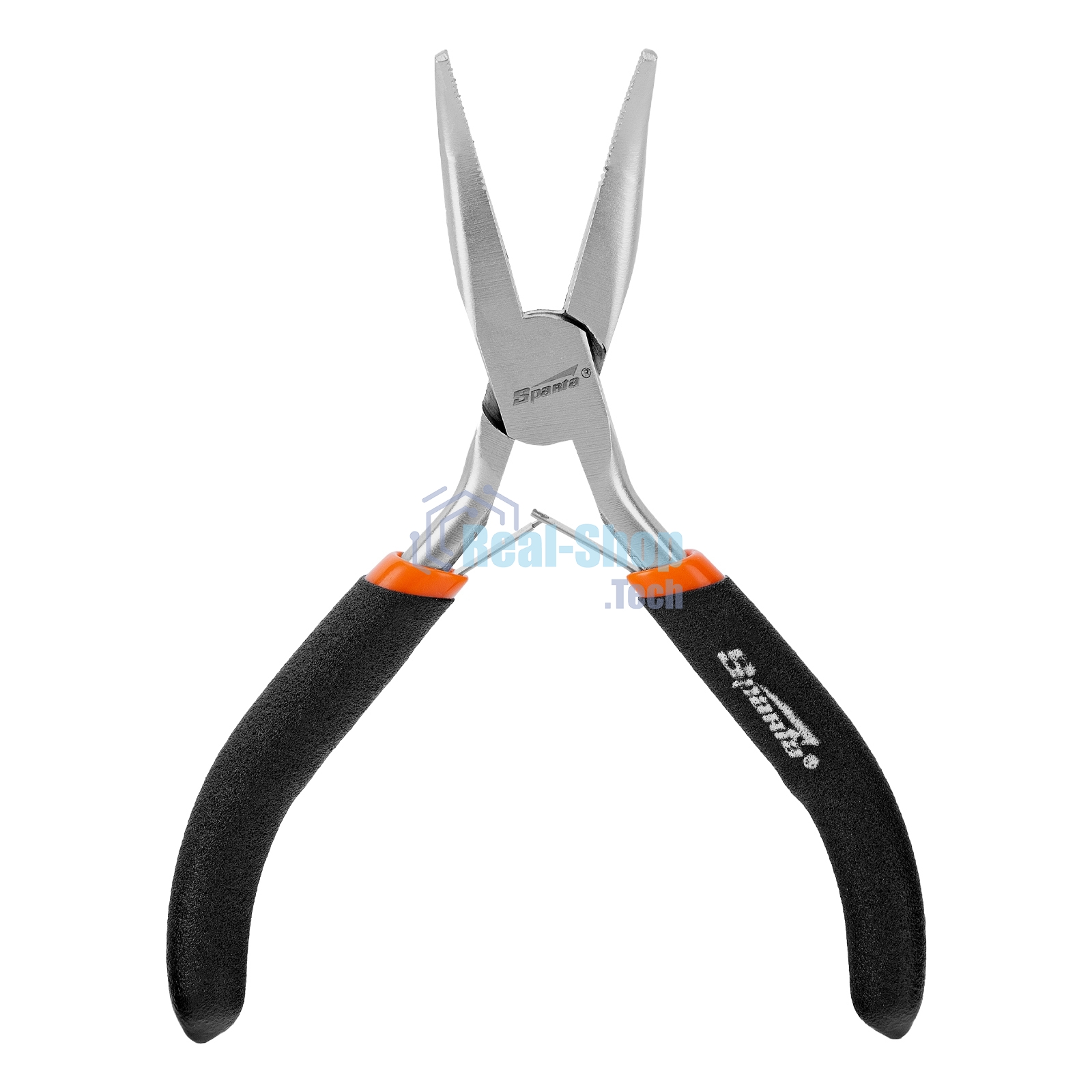 Длинногубцы Sparta Mini, 130 мм, никелированные, изогнутые, авторазжим