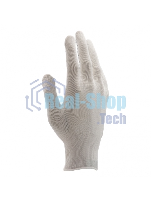 Перчатки из синтетической нити, ПВХ точка, 13 класс, белые, L Россия