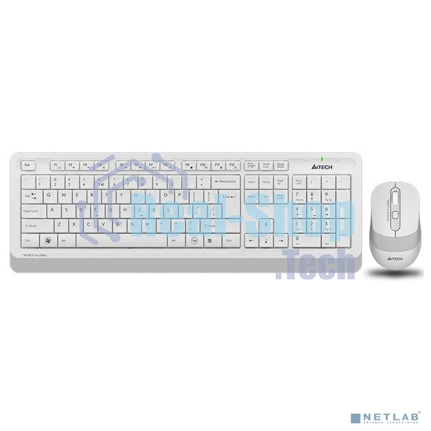 Комплект клавиатура + мышь A4 Fstyler FG1010 клав:белый/серый мышь:белый/серый USB беспроводная Multimedia