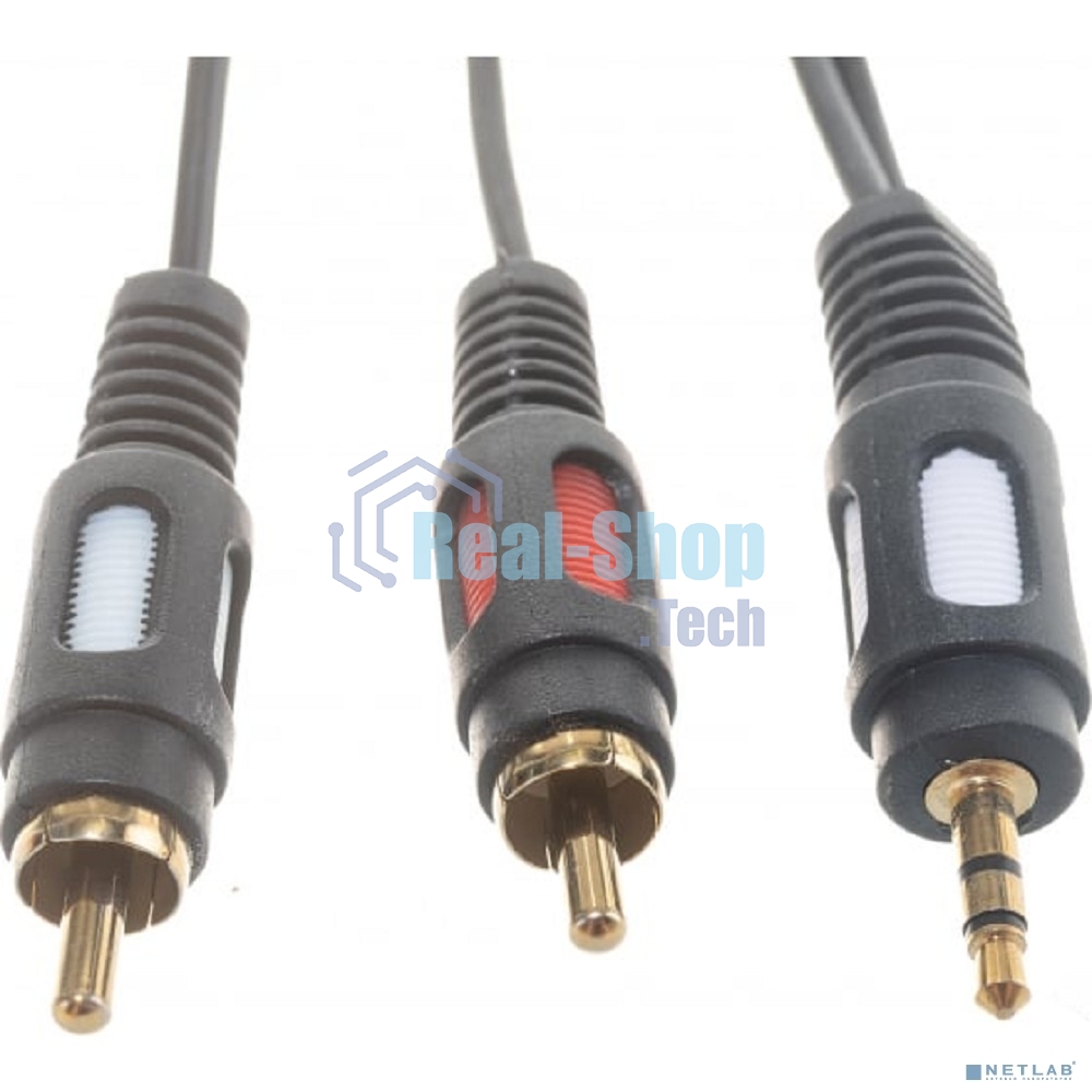 Шнур Стерео 3,5 м м - 2 RCA Rexant длина 3 мeтра (GOLD)