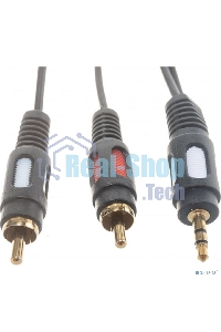 Шнур Стерео 3,5 м м - 2 RCA Rexant длина 3 мeтра (GOLD)
