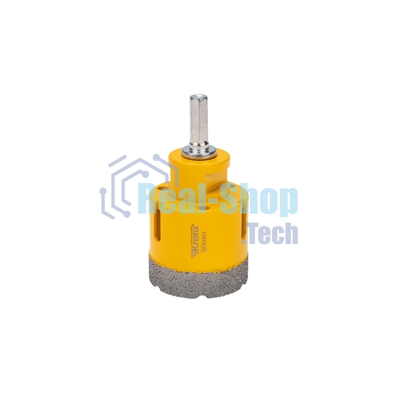 Коронка алмазная профессиональная по керамограниту и железобетону Kranz М14, вакуумное спекание, 50 мм, для УШМ