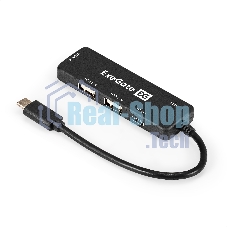 USB-концентратор 4-в-1 ExeGate DUB-211C (кабель-адаптер USB3.0 Type-C --> 2xUSB2.0, 1xUSB3.0 (5Gb/s), Type-C DATA (480MB/s), Plug&Play, черный)