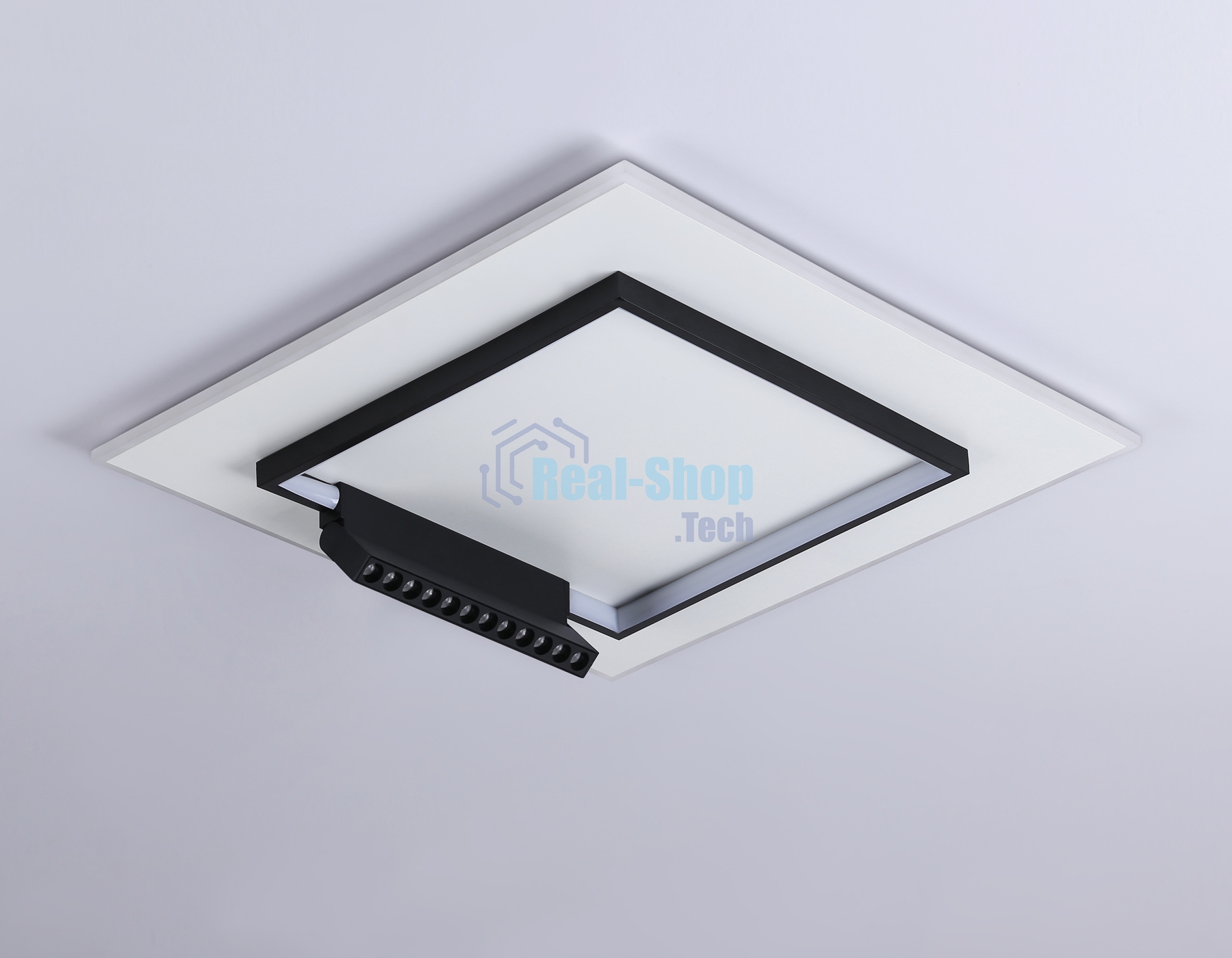 Светильник Ambrella light FL51455/1+1 WH/BK белый/черный 72W 3000K-6400K+4200K 500*500*80 (ПДУ РАДИО 2.4G)